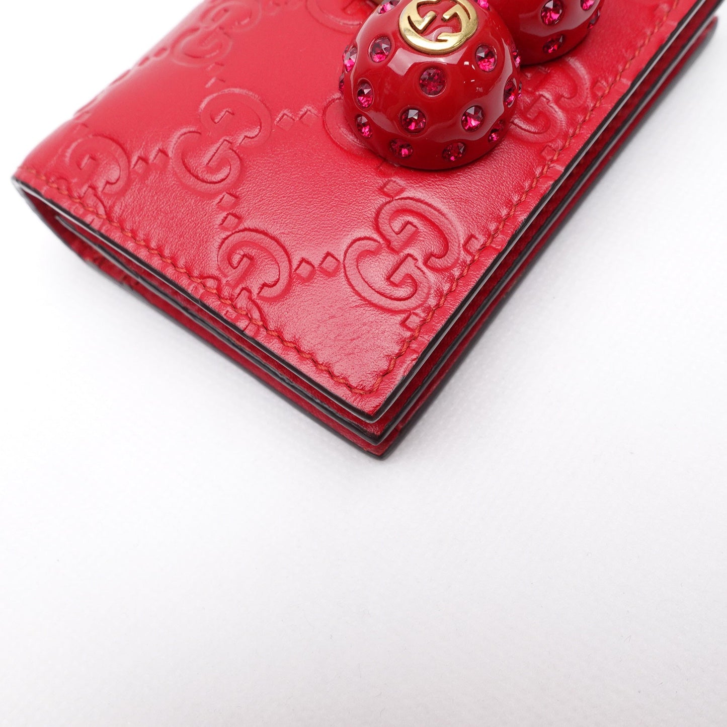 GG Red Cherry Guccissima Short Wallet