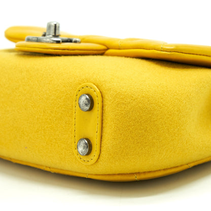 Chanel Seasonal Limited Flap Bag Leather And Fabric Yellow With Ruthenium Hardware