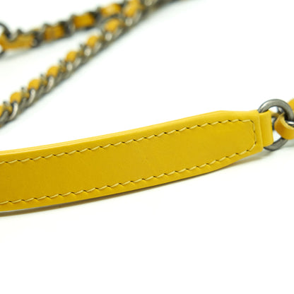 Chanel Seasonal Limited Flap Bag Leather And Fabric Yellow With Ruthenium Hardware