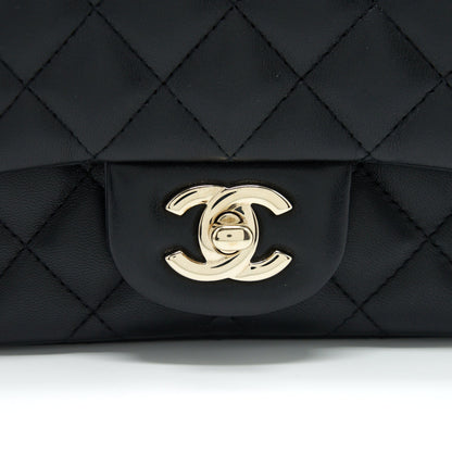 Chanel Mini Square Flap Bag Lambskin Black LGHW