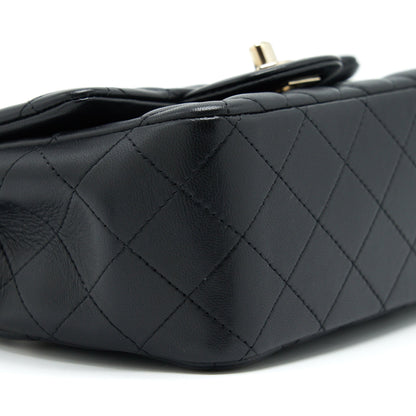 Chanel Mini Square Flap Bag Lambskin Black LGHW