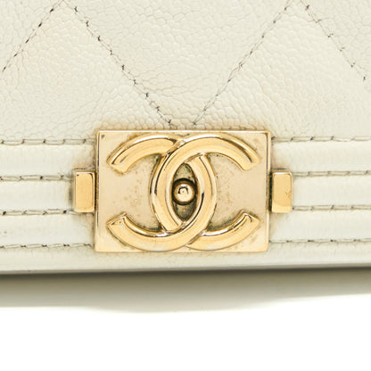 Chanel Boy Wallet On Chain Caviar White LGHW