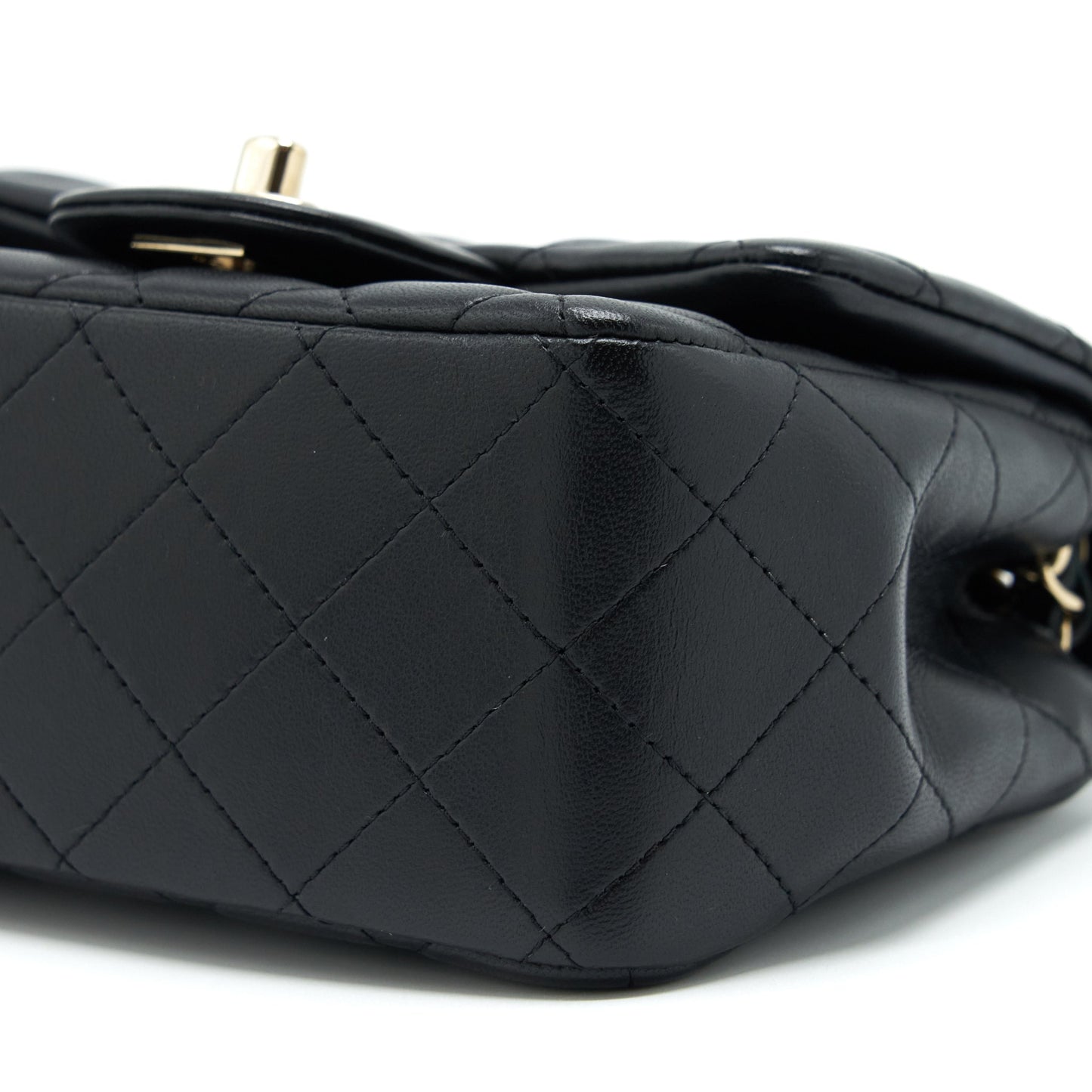 Chanel Mini Square Flap Bag Lambskin Black LGHW