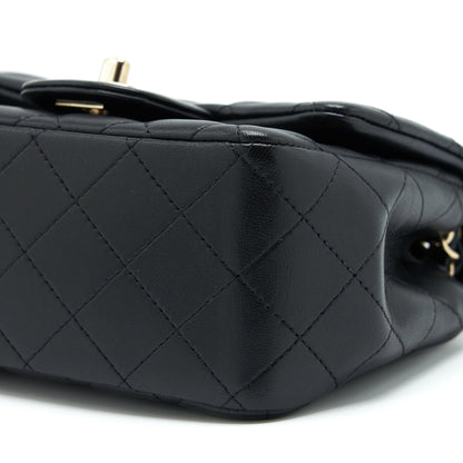 Chanel Mini Square Flap Bag Lambskin Black LGHW