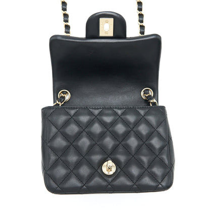 Chanel Mini Square Flap Bag Lambskin Black LGHW