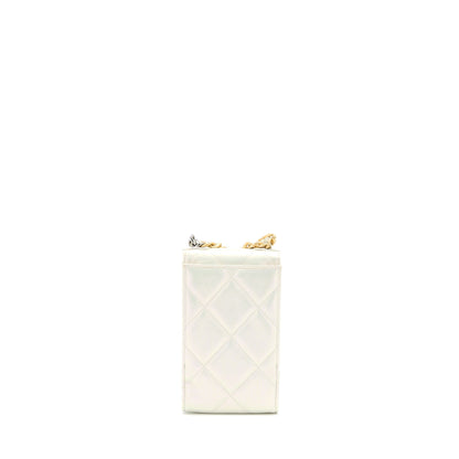 Chanel 19 Phone Pouch With Chain Iridescent White GHW