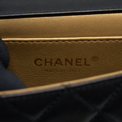 Chanel Vertical Pearl Flap Bag Goatskin Black GHW