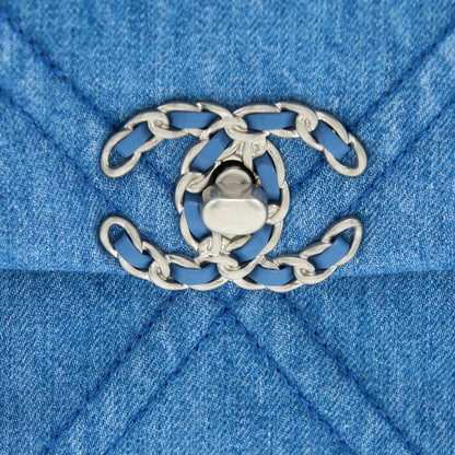 Chanel 22P Small 19 Bag Denim Light Blue Multicolour Hardware (Microchip)