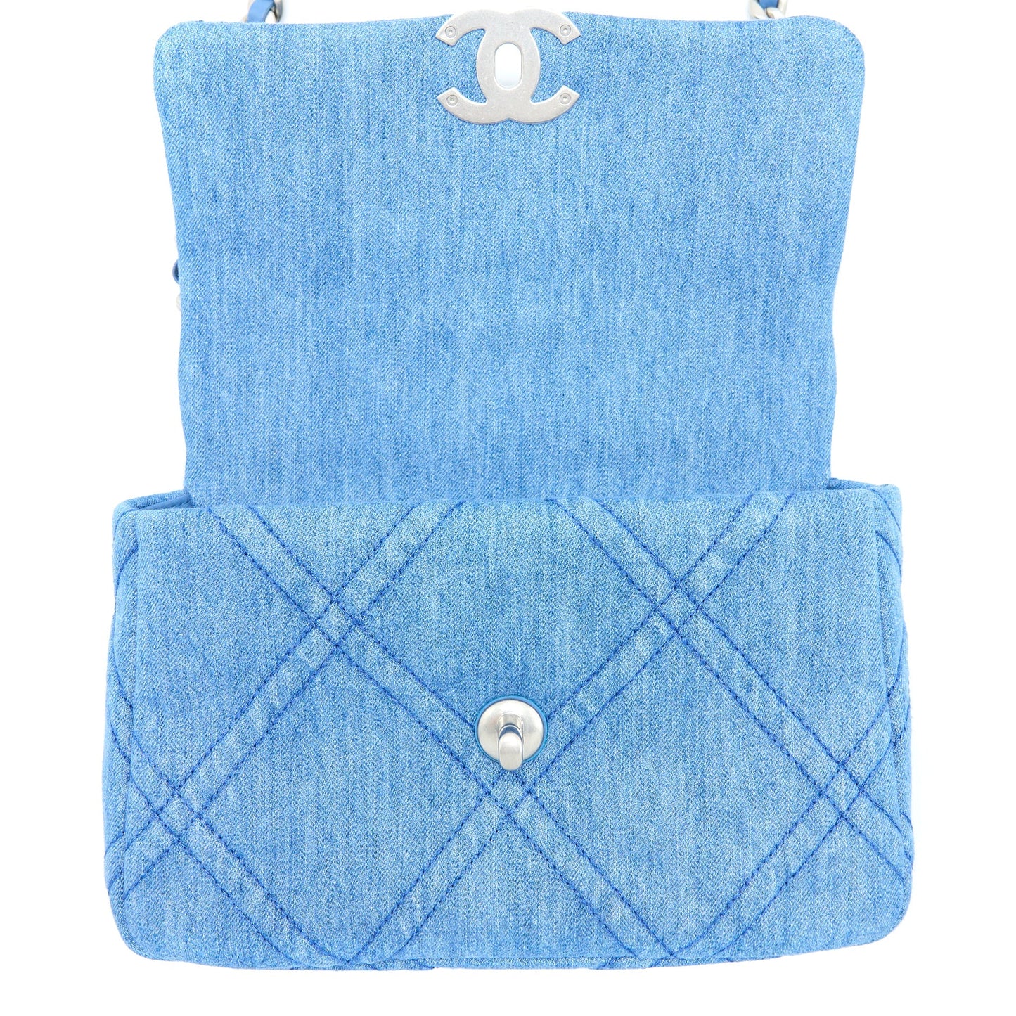 Chanel 22P Small 19 Bag Denim Light Blue Multicolour Hardware (Microchip)