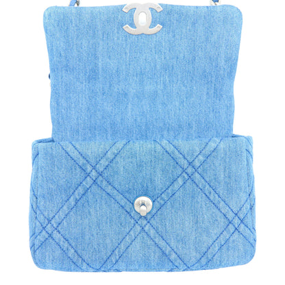 Chanel 22P Small 19 Bag Denim Light Blue Multicolour Hardware (Microchip)