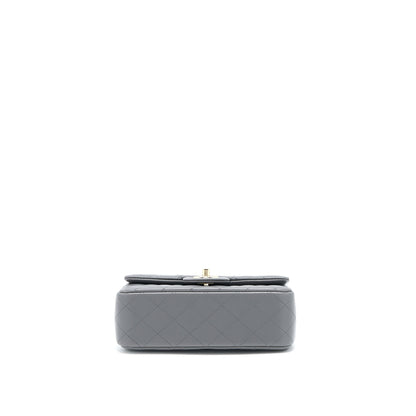 Chanel 22A Top Handle Mini Rectangular Flap Bag Lambskin Grey LGHW(Microchip)