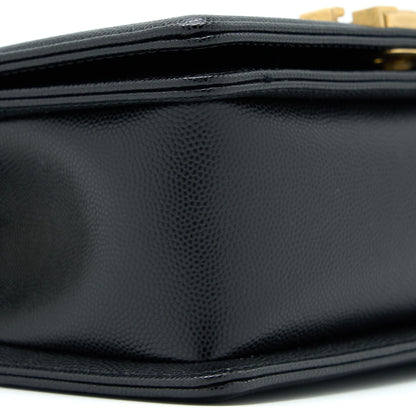 Chanel Small Boy Bag Caviar Black Brushed GHW (Microchip)