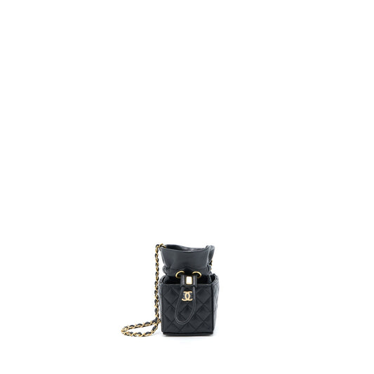 Chanel Mini Vanity Bucket Crossbody Lambskin Black Brushed GHW