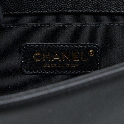 Chanel Small Boy Bag Caviar Black Brushed GHW (Microchip)