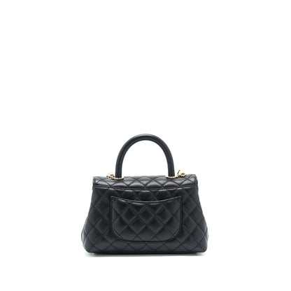 Chanel Small Coco Handle Caviar Black LGHW (Microchip).