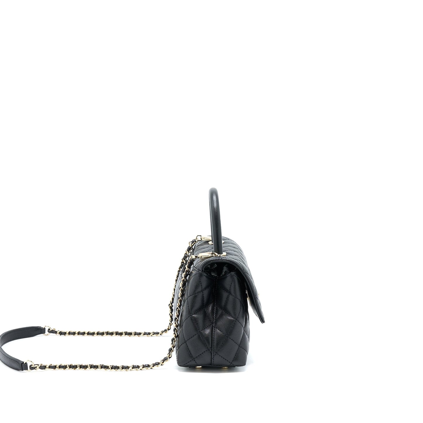 Chanel Small Coco Handle Caviar Black LGHW (Microchip).