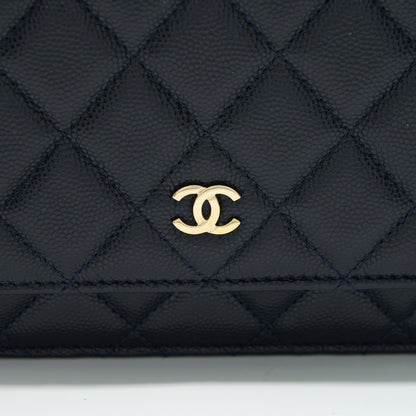 Chanel Classic Wallet On Chain Caviar Navy LGHW