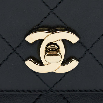 Chanel Seasonal Top Handle Flap Bag Calfskin Black GHW