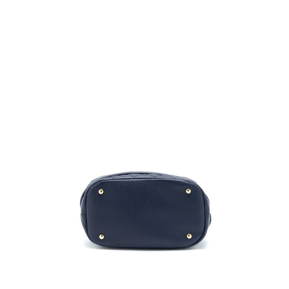 Chanel Top Handle Bucket Bag Caviar Navy Blue LGHW