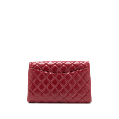 Chanel Classic Timeless Flap Clutch with Chain Caviar Red SHW