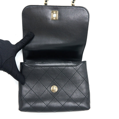 Chanel Seasonal Top Handle Flap Bag Calfskin Black GHW