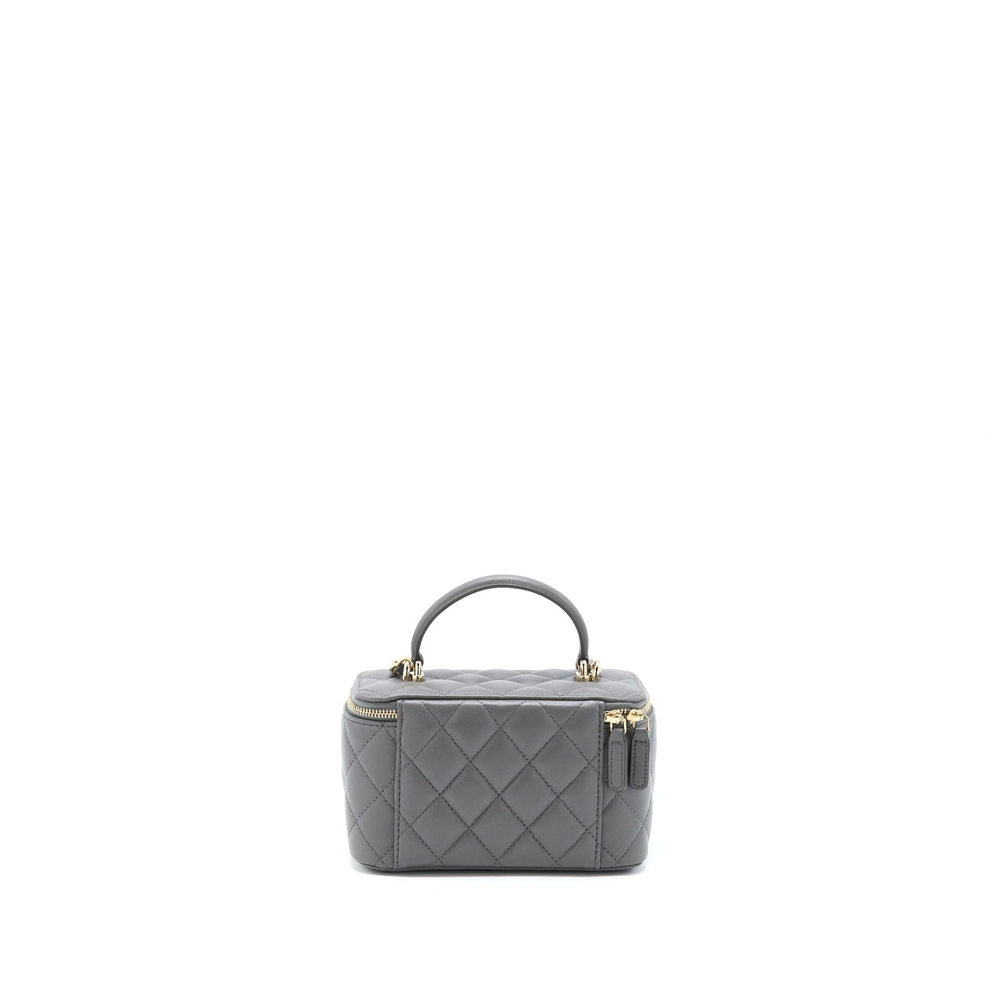 Chanel 22A Top Handle Long Vanity With Chain Lambskin Grey LGHW