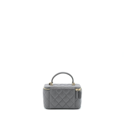 Chanel 22A Top Handle Long Vanity With Chain Lambskin Grey LGHW