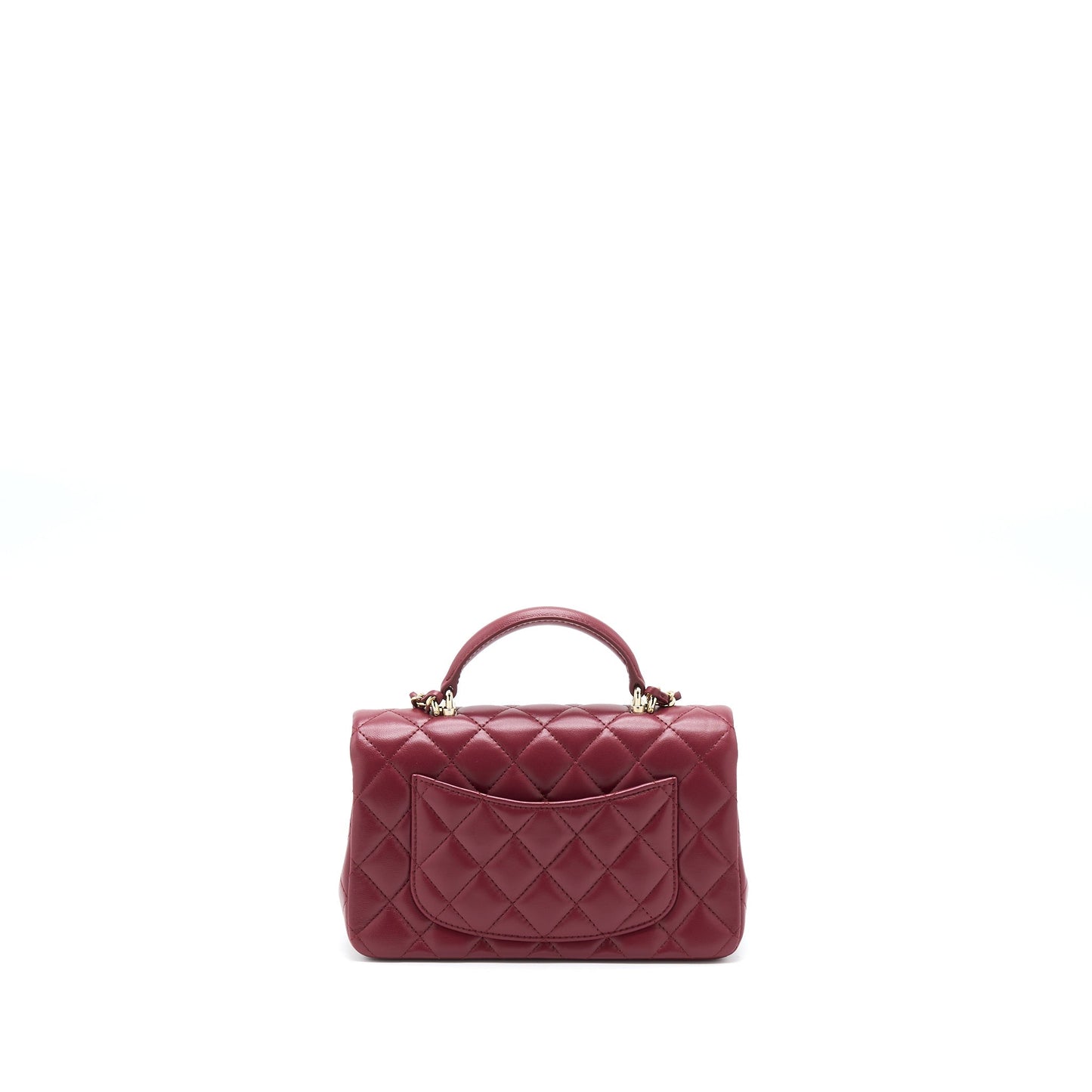 Chanel 22A Top Handle Mini Rectangular Flap Bag Lambskin Burgundy LGHW