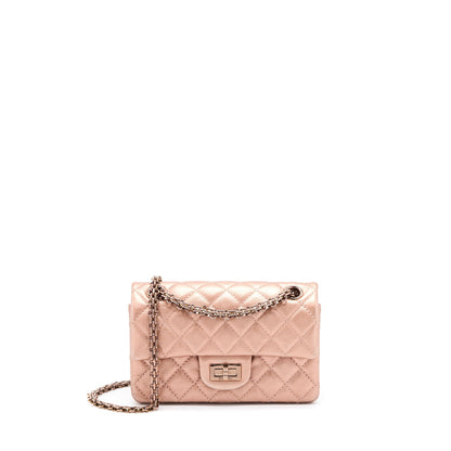 Chanel Mini 2.55 Reissue Flap Bag Calfskin Metallic Pink Brushed Gold (Microchip)