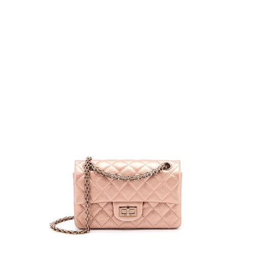 Chanel Mini 2.55 Reissue Flap Bag Calfskin Metallic Pink Brushed Gold (Microchip)