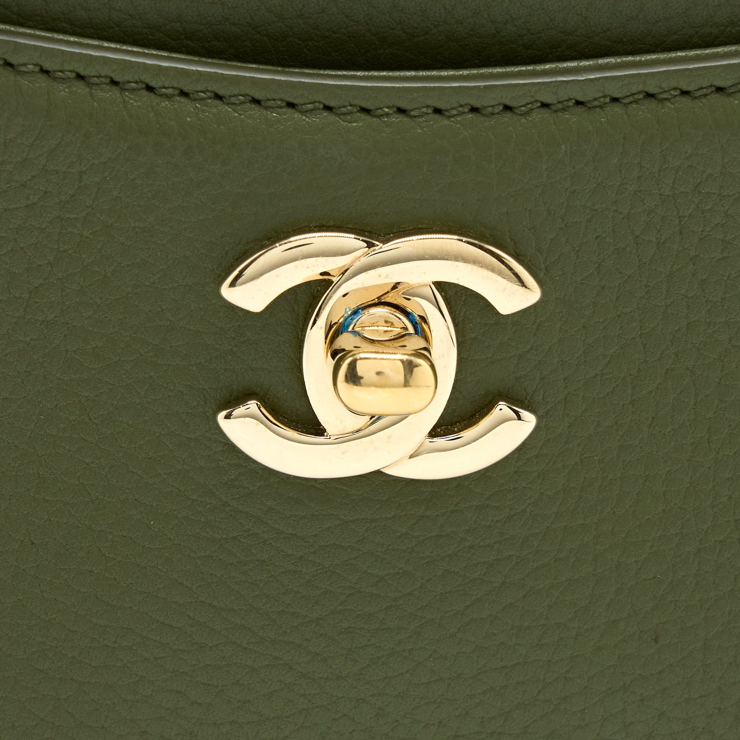 Chanel Small Top Handle Tote Calfskin Green LGHW