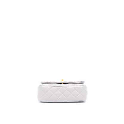 Chanel Pearl Crush Mini Rectangular Lambskin Grey Brushed GHW (Microchip)
