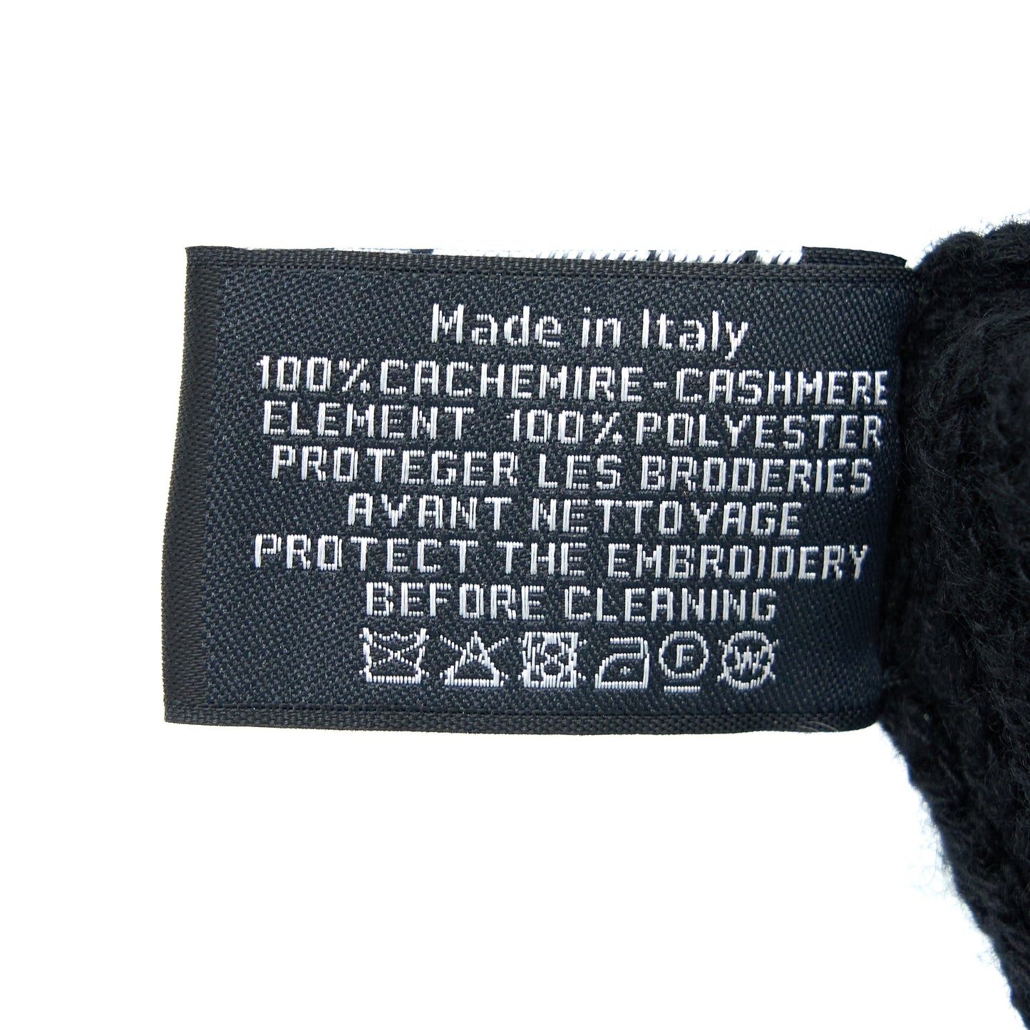 Chanel Cashmere Beanie Black With Gold Letters