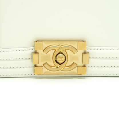 Chanel Mini Boy Handbag Calfskin White GHW (Microchip)