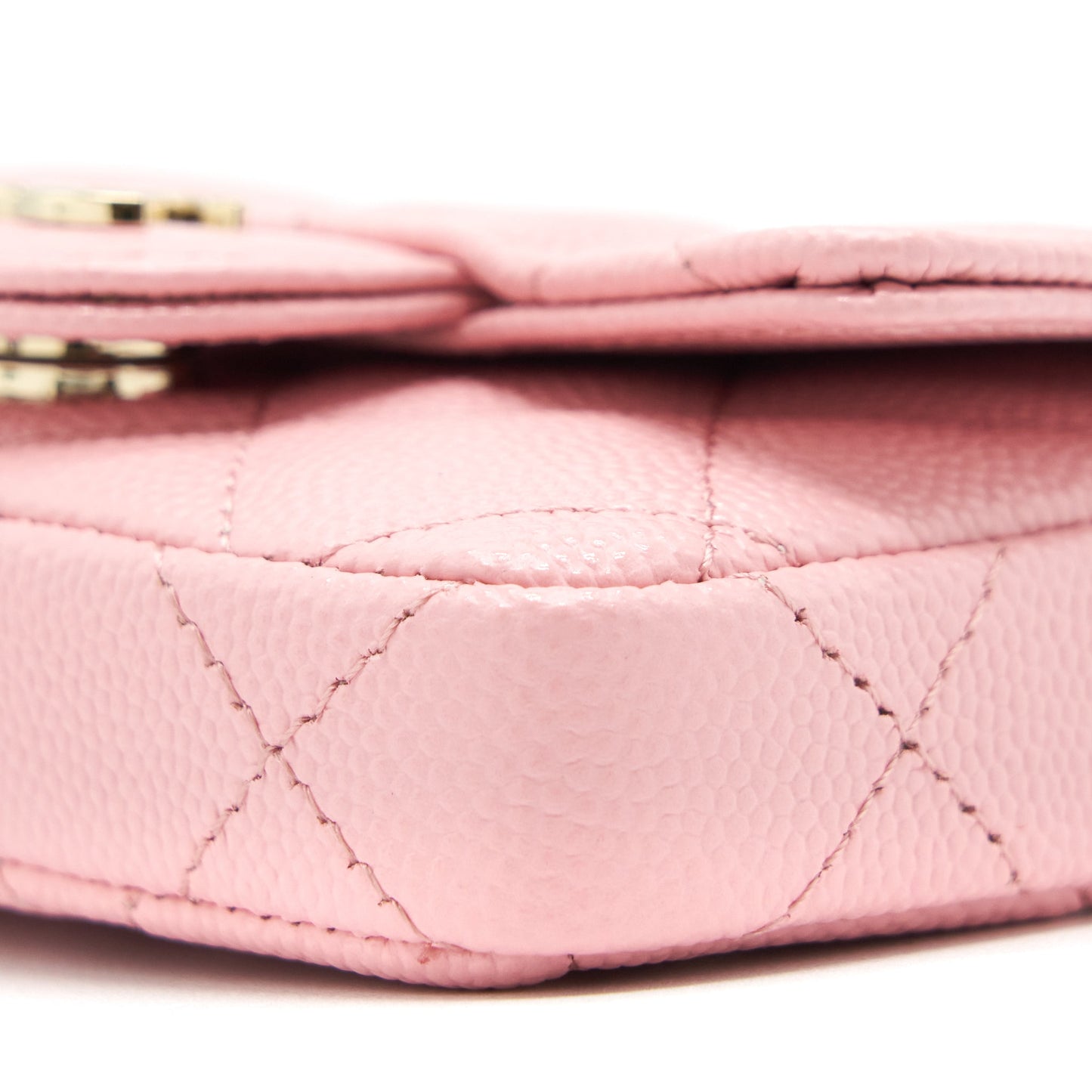 Chanel 22P Mini Flap Belt Bag/Card Holder Caviar Light Pink LGHW