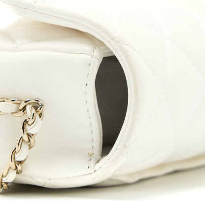 Chanel Small Pearl Logo Chain Bag Lambskin White LGHW