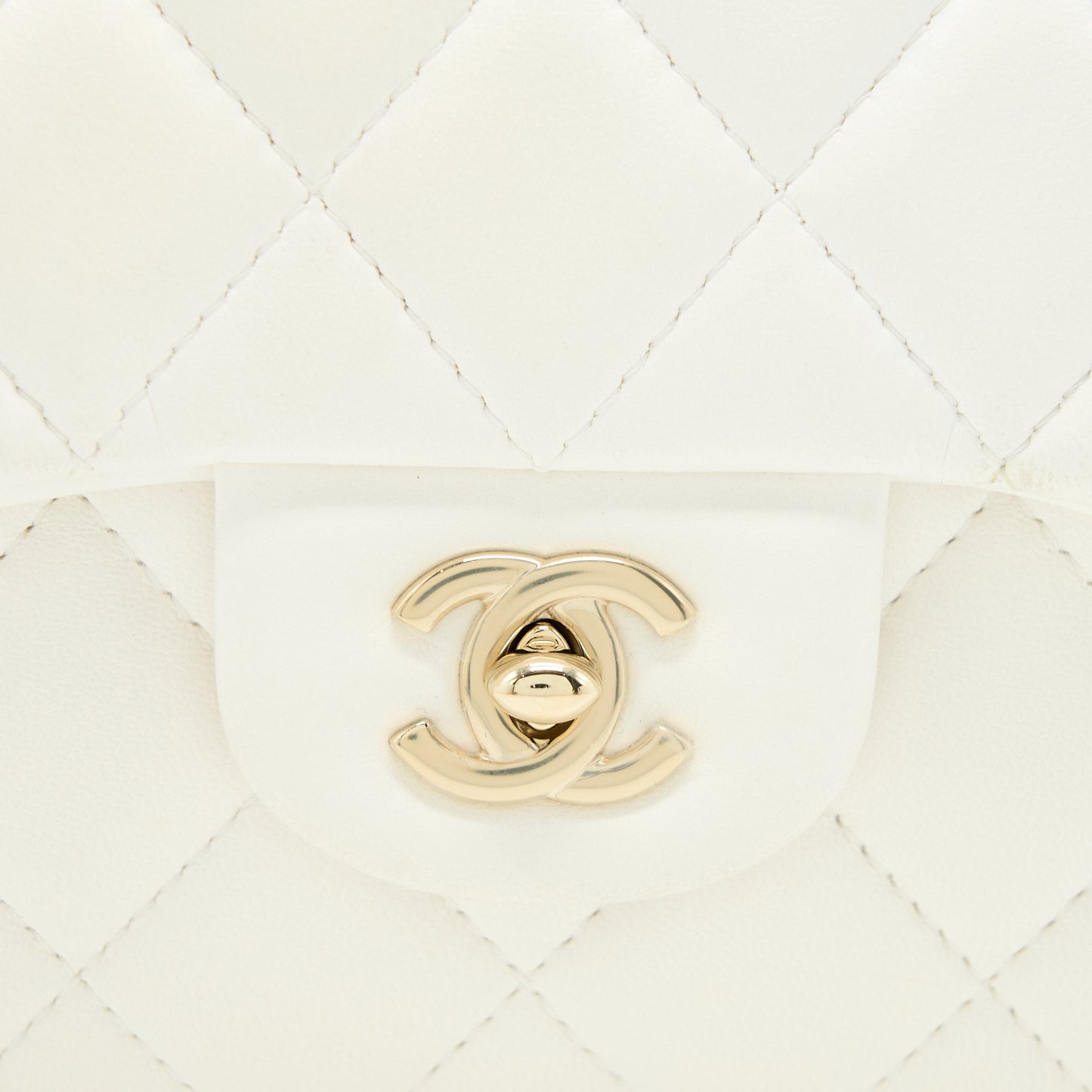 Chanel Small Pearl Logo Chain Bag Lambskin White LGHW