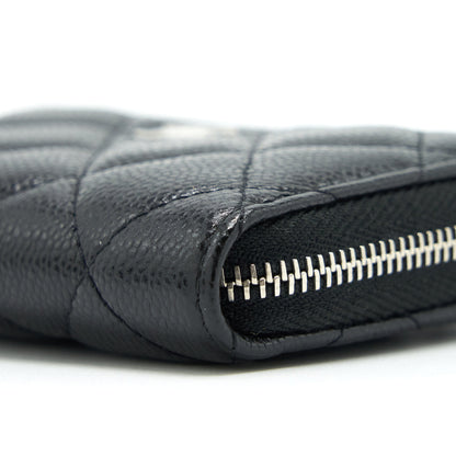 Chanel Mini Zippy Card Holder With Chain Caviar Black SHW