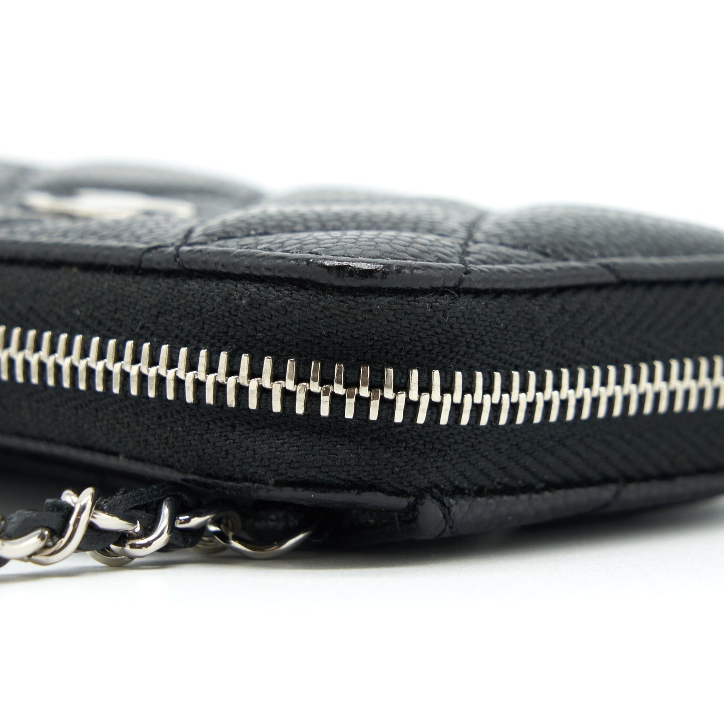Chanel Mini Zippy Card Holder With Chain Caviar Black SHW