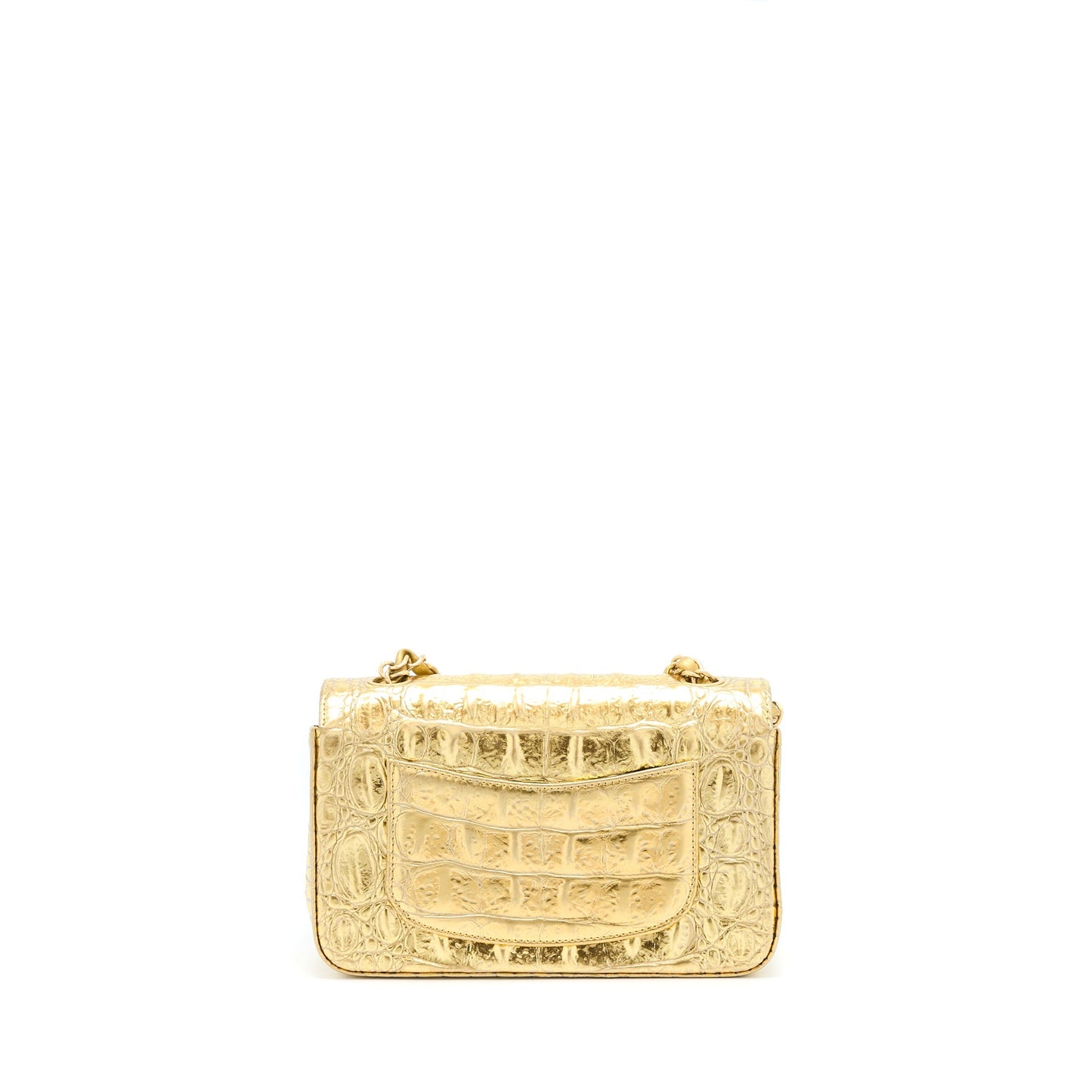 Chanel Mini Rectangular Flap Bag Croc Embossed Calfskin Gold GHW