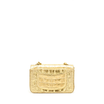 Chanel Mini Rectangular Flap Bag Croc Embossed Calfskin Gold GHW