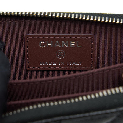Chanel Mini Zippy Card Holder With Chain Caviar Black SHW
