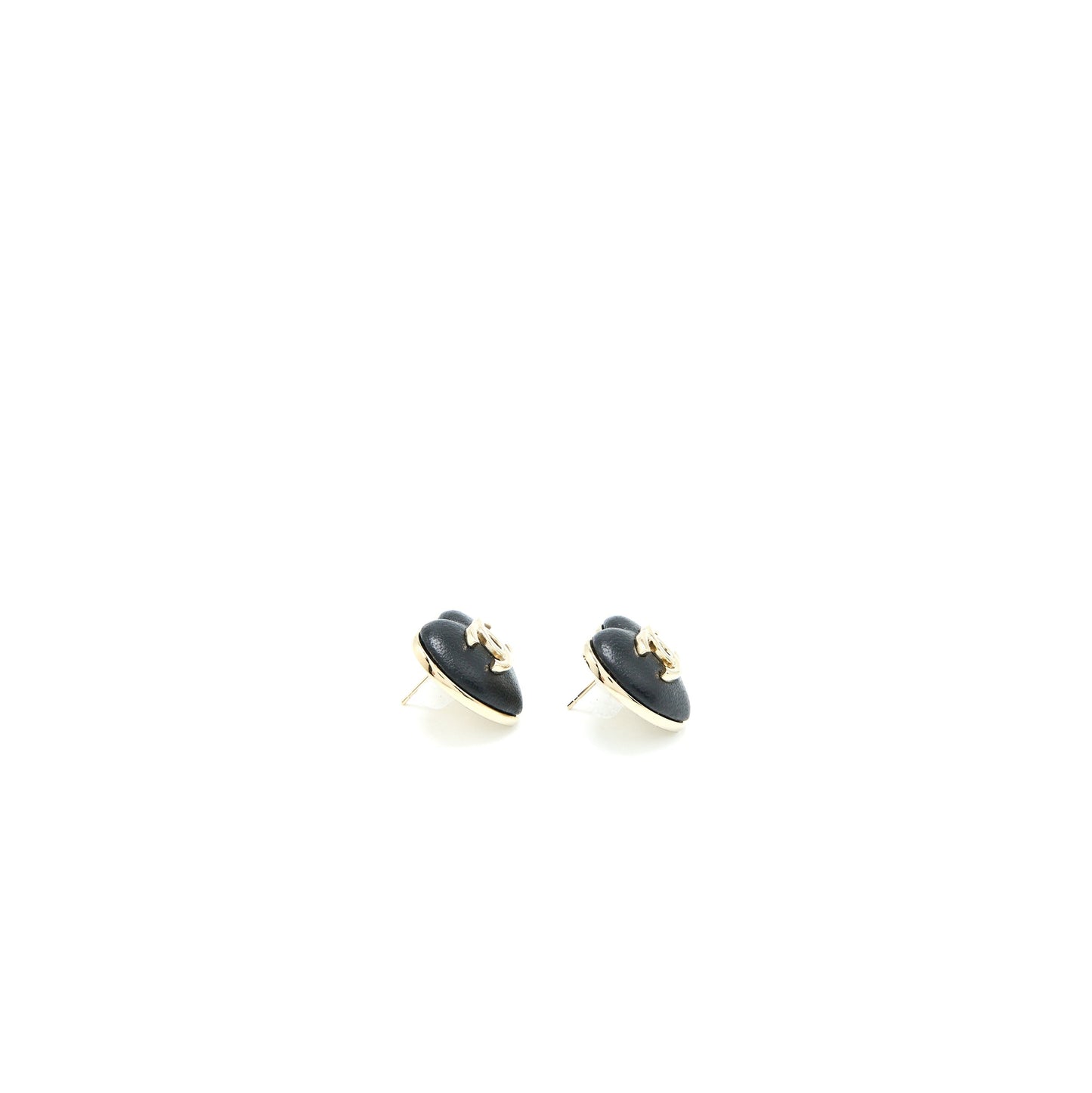 Chanel 22K CC Logo Heart Earrings Lambskin Light Gold Tone