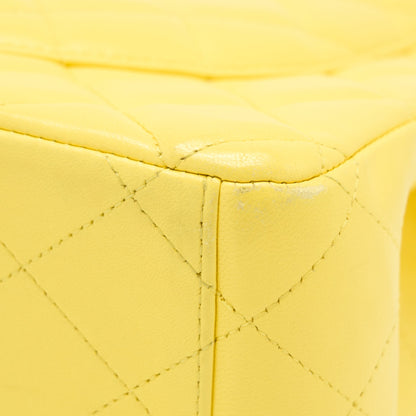 Chanel Maxi Classic Double Flap Bag Lambskin Yellow LGHW