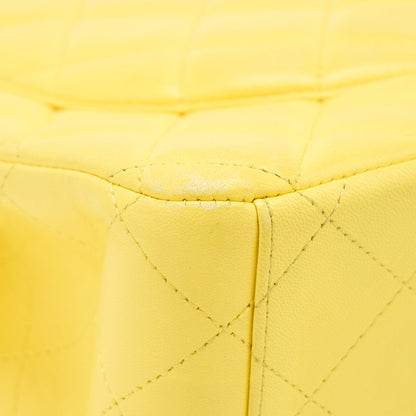 Chanel Maxi Classic Double Flap Bag Lambskin Yellow LGHW