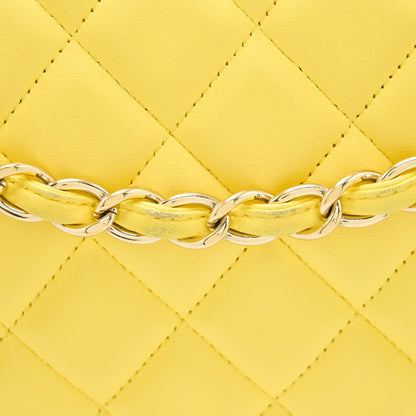 Chanel Maxi Classic Double Flap Bag Lambskin Yellow LGHW
