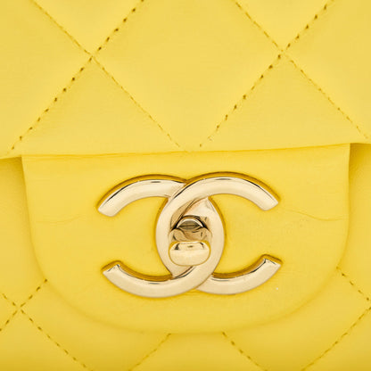 Chanel Maxi Classic Double Flap Bag Lambskin Yellow LGHW