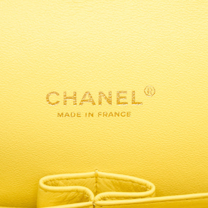 Chanel Maxi Classic Double Flap Bag Lambskin Yellow LGHW