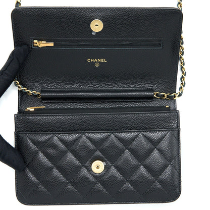 Chanel Classic Wallet on Chain Caviar Black GHW (Microchip)