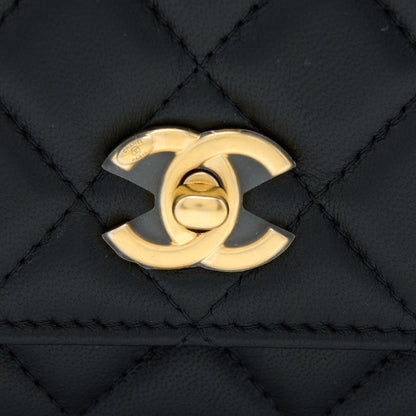 Chanel Pearl Crush Wallet on Chain Lambskin Black GHW (Microchip)